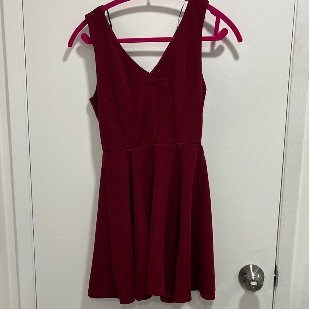 Forever 21 Burgundy Sleeveless Fit and Flare Dress